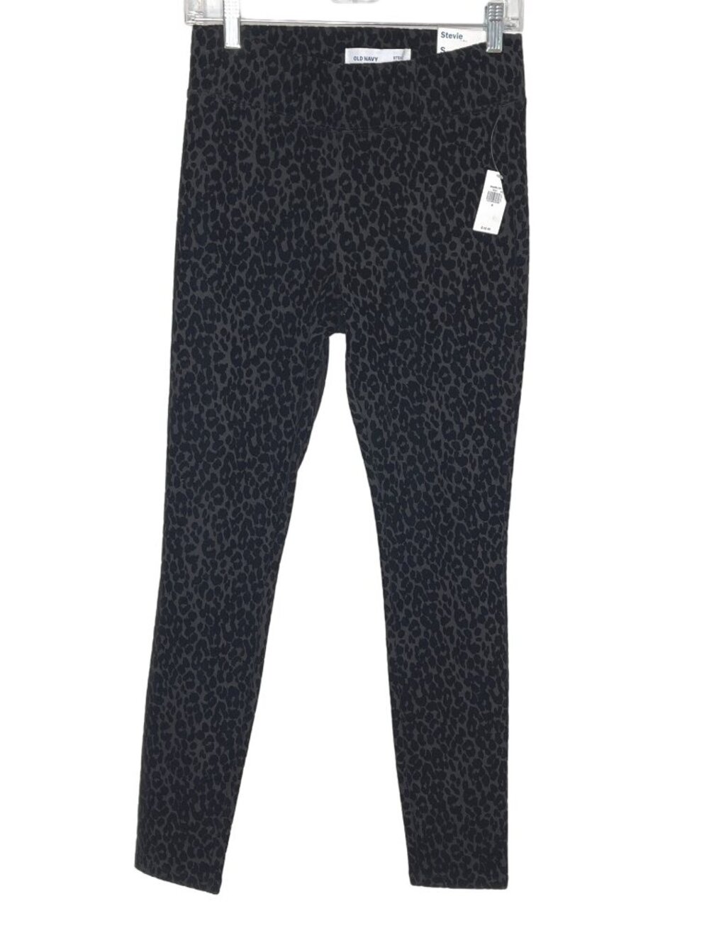 Old Navy Stevie High Rise Skinny Pants Small Black Velvet Leopard Print Stretch